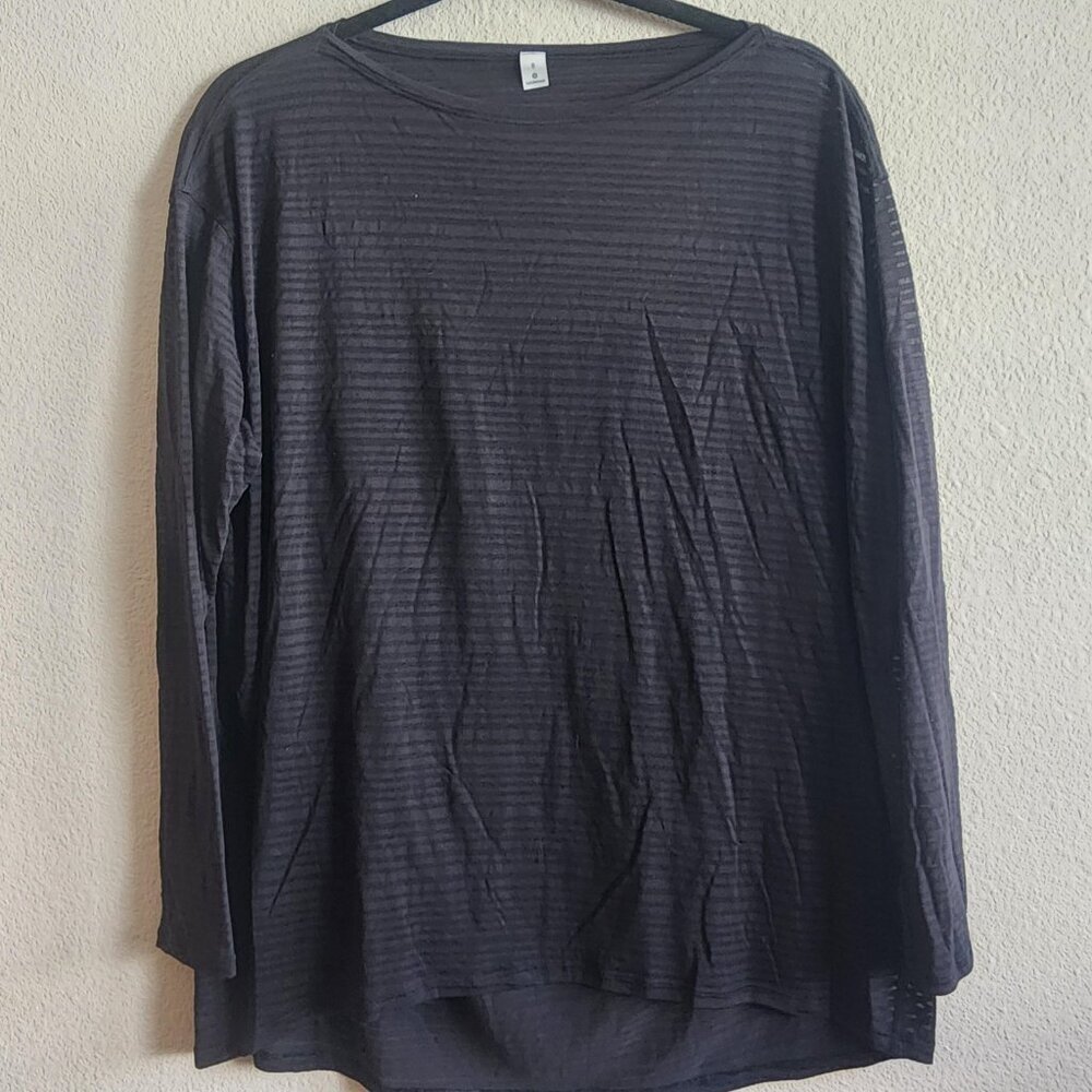 Lululemon Long Sleeve Shirt Womens 8 Sheer Striped Lightweight See Through Top